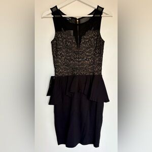 Bebe Black/Gold Bodycon Dress - Size Small